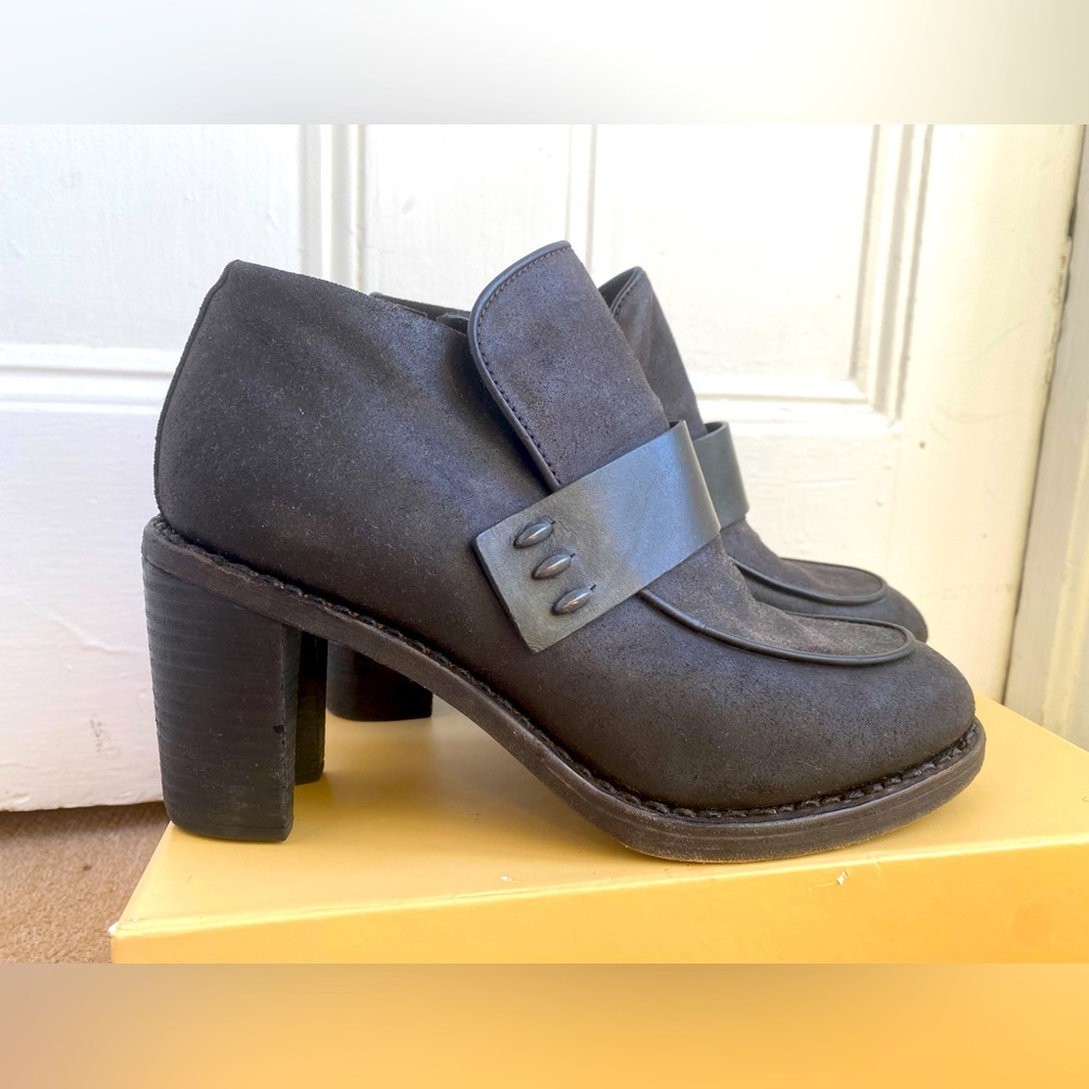 Rag & Bone Charcoal Burnished Leather Lytton Loafer Booties Size US 9,5 …